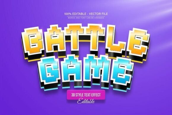 Battle Game Pixel 3D Text Effect: A Fully Editable Vector Design