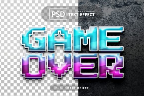 Game Over Pixel Text Effect: Editable PSD for Modern Designs