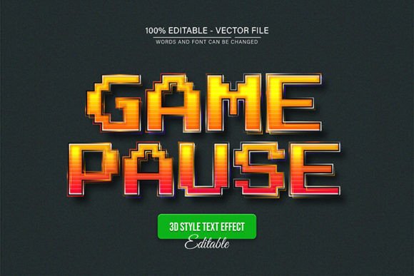 Yellow Pixel Game Pause Text Effect: A Modern Retro Design Asset
